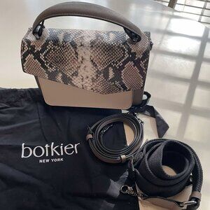 Botkier Cobble Hill Crossbody Top Handle Bag Creamy White Silver Snake